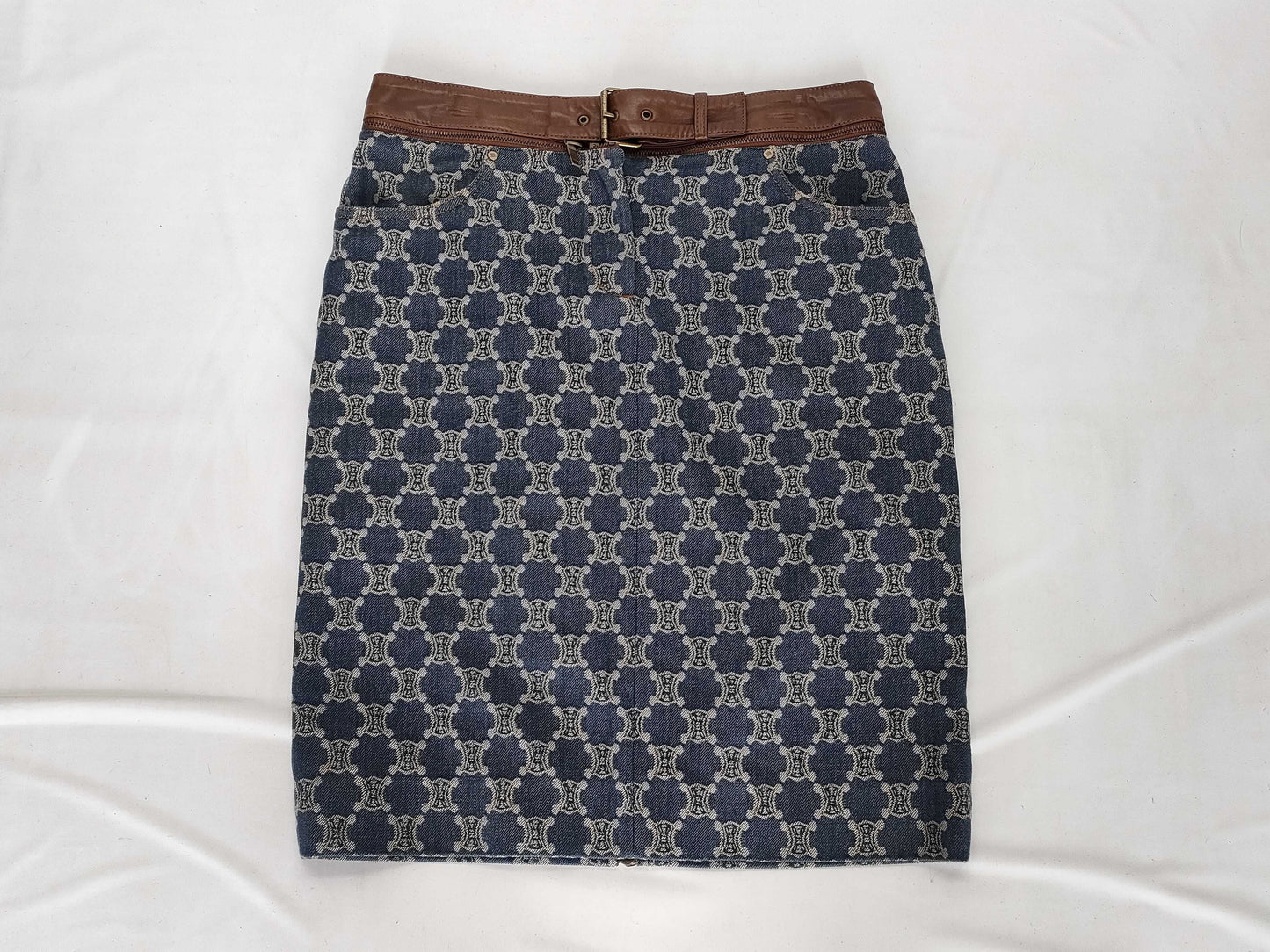 CELINE Paris Macadam Leather Piping Skirt