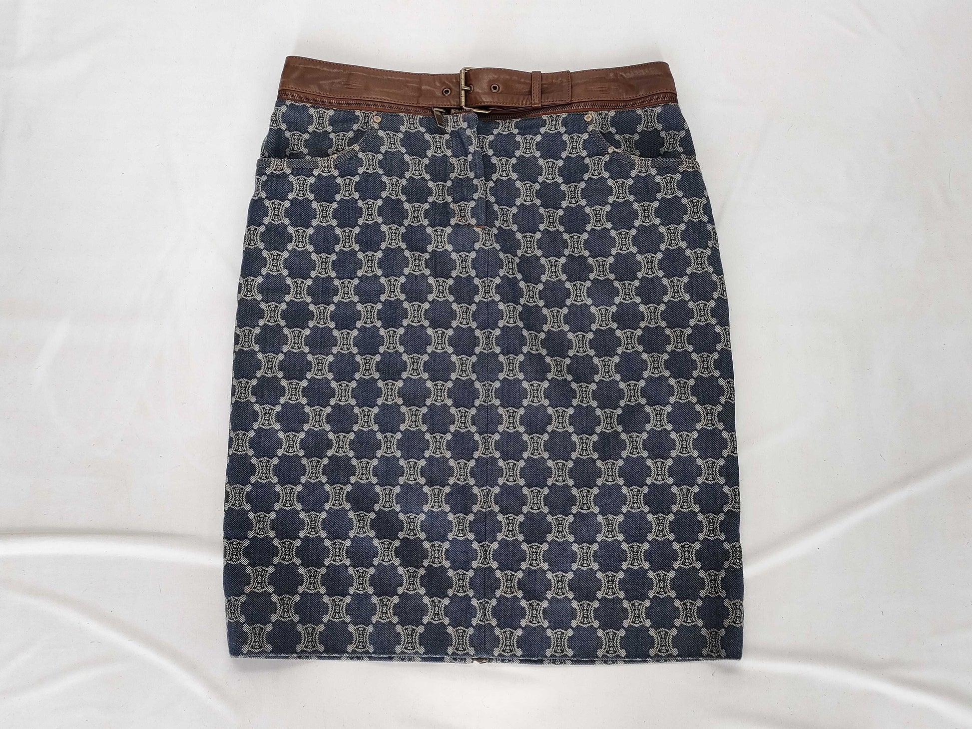 CELINE Paris Macadam Leather Piping Skirt