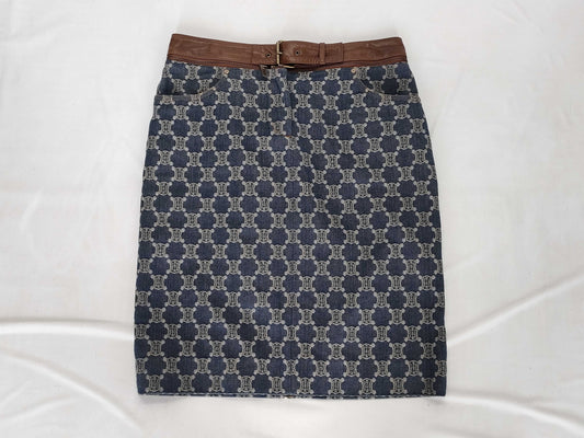 CELINE Paris Macadam Leather Piping Skirt