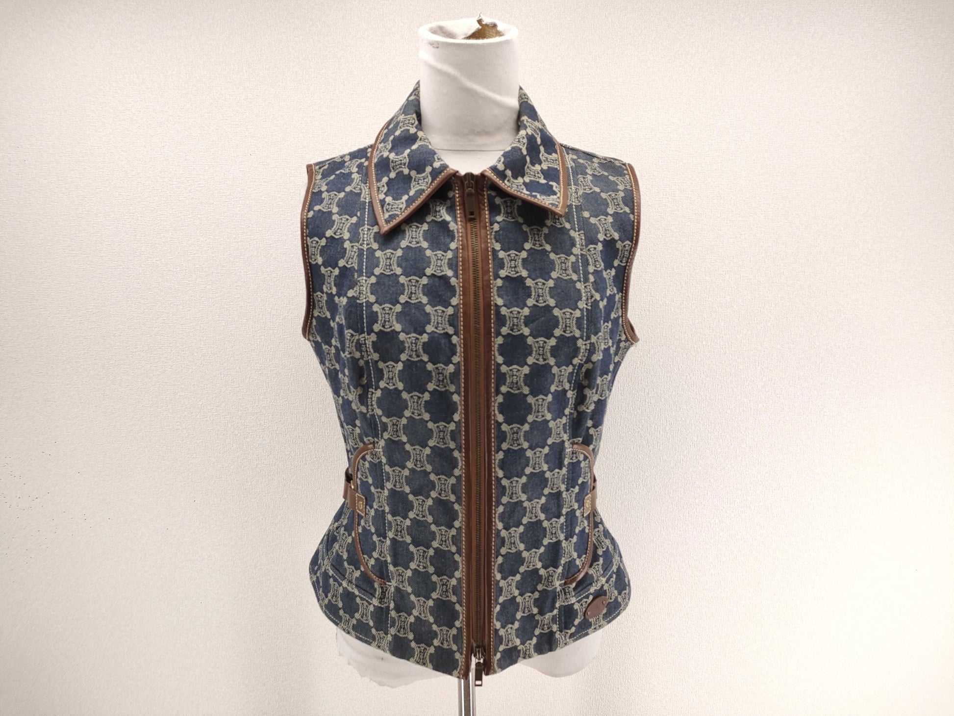 CELINE Paris Macadam Leather Piping Vest Top