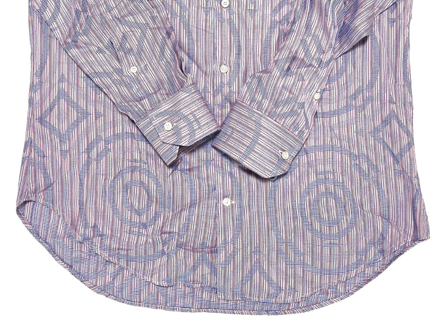 ETRO Geometric Print Long Sleeve Striped Pastel Color Shirt, Size 41, Made in Italy