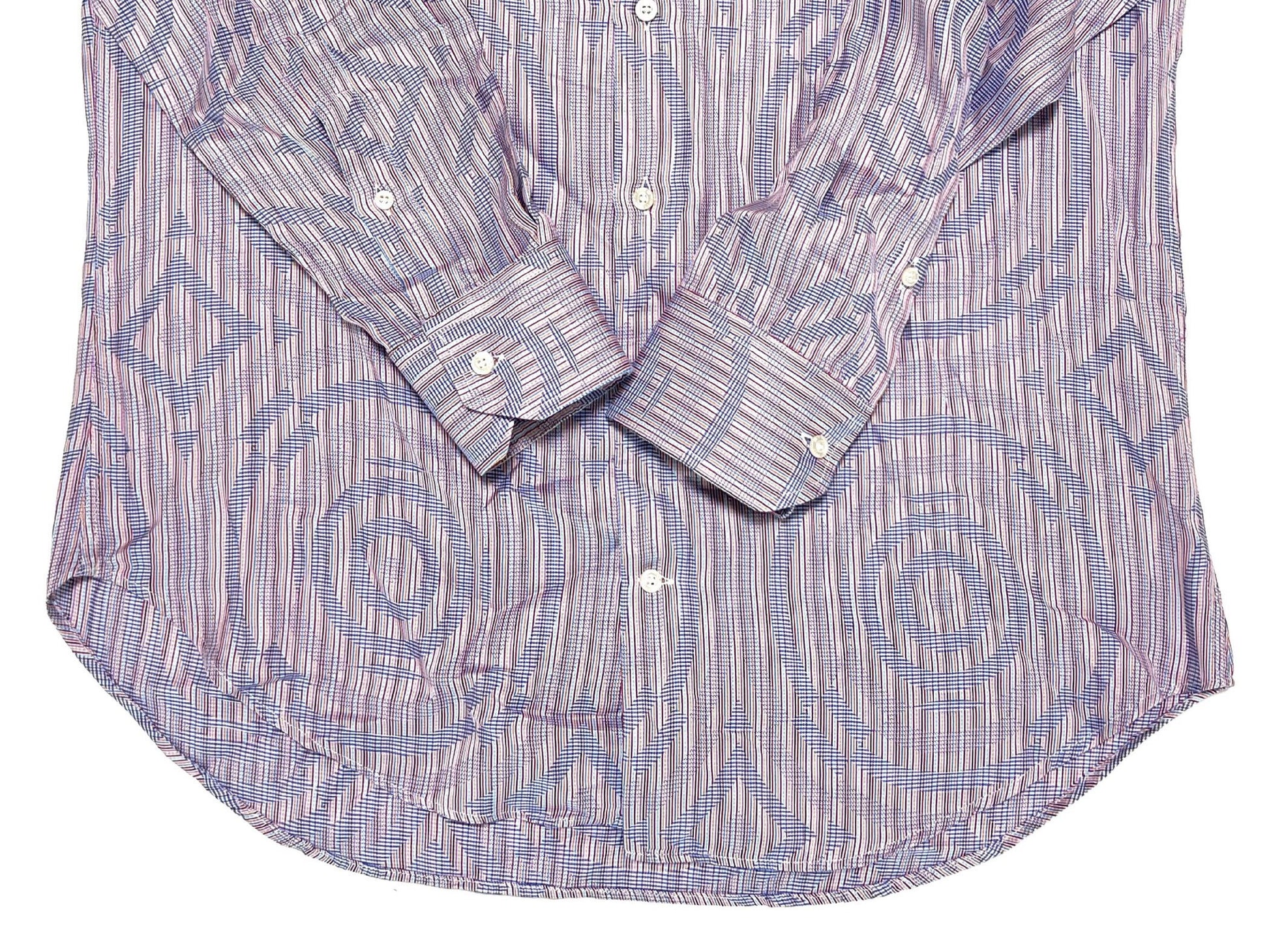 ETRO Geometric Print Long Sleeve Striped Pastel Color Shirt, Size 41, Made in Italy