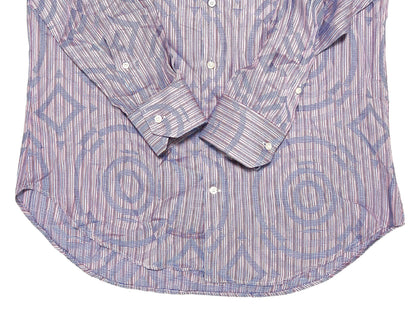 ETRO Geometric Print Long Sleeve Striped Pastel Color Shirt, Size 41, Made in Italy