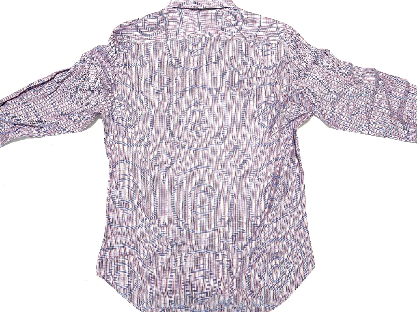 ETRO Geometric Print Long Sleeve Striped Pastel Color Shirt, Size 41, Made in Italy