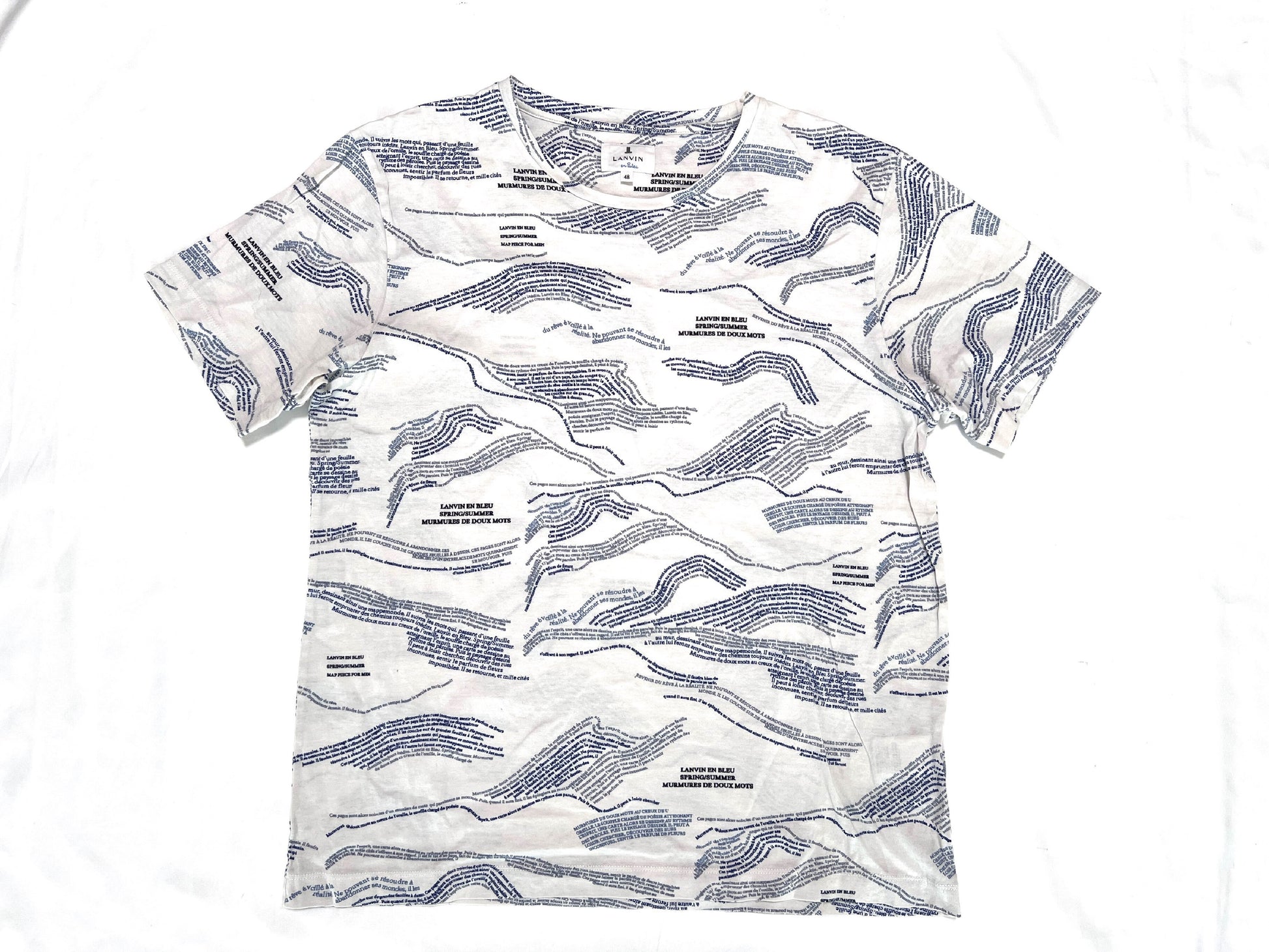 LANVIN en BLEU all-over print white size 38 T-shirt