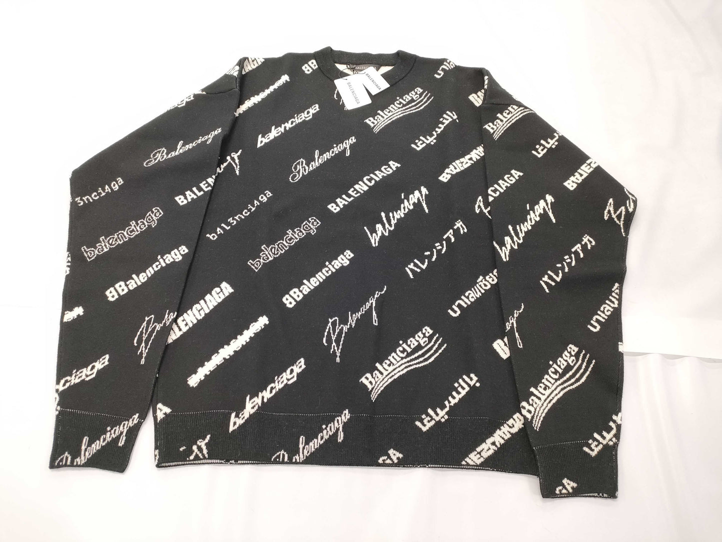 BALENCIAGA logomania all-over knit top, size S, 724858, unused with tags