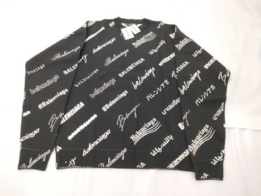 BALENCIAGA logomania all-over knit top, size S, 724858, unused with tags