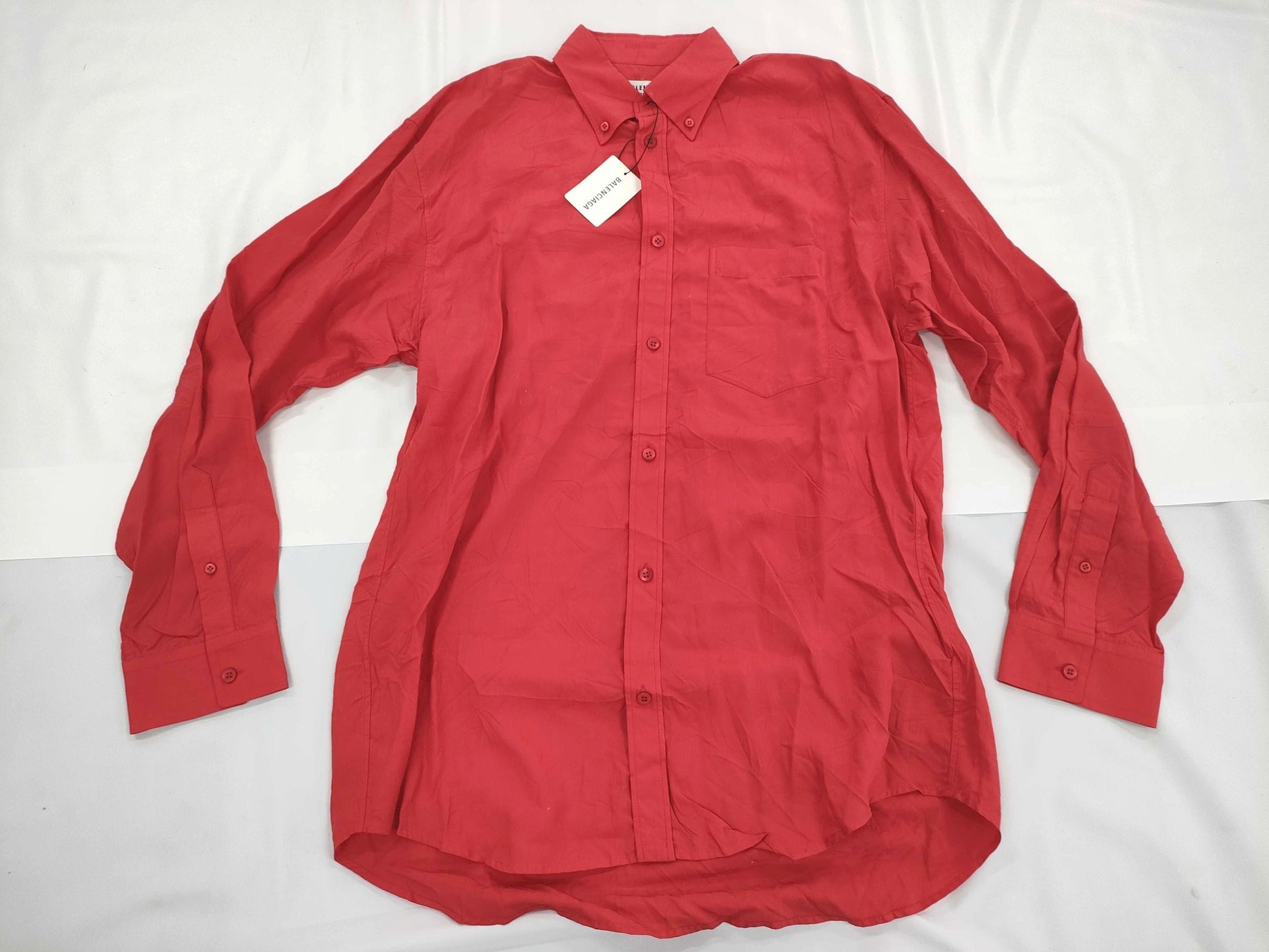 BALENCIAGA 658956 Logo Button All-Over Logo Print Men's Shirt, Size 34, Tag Included