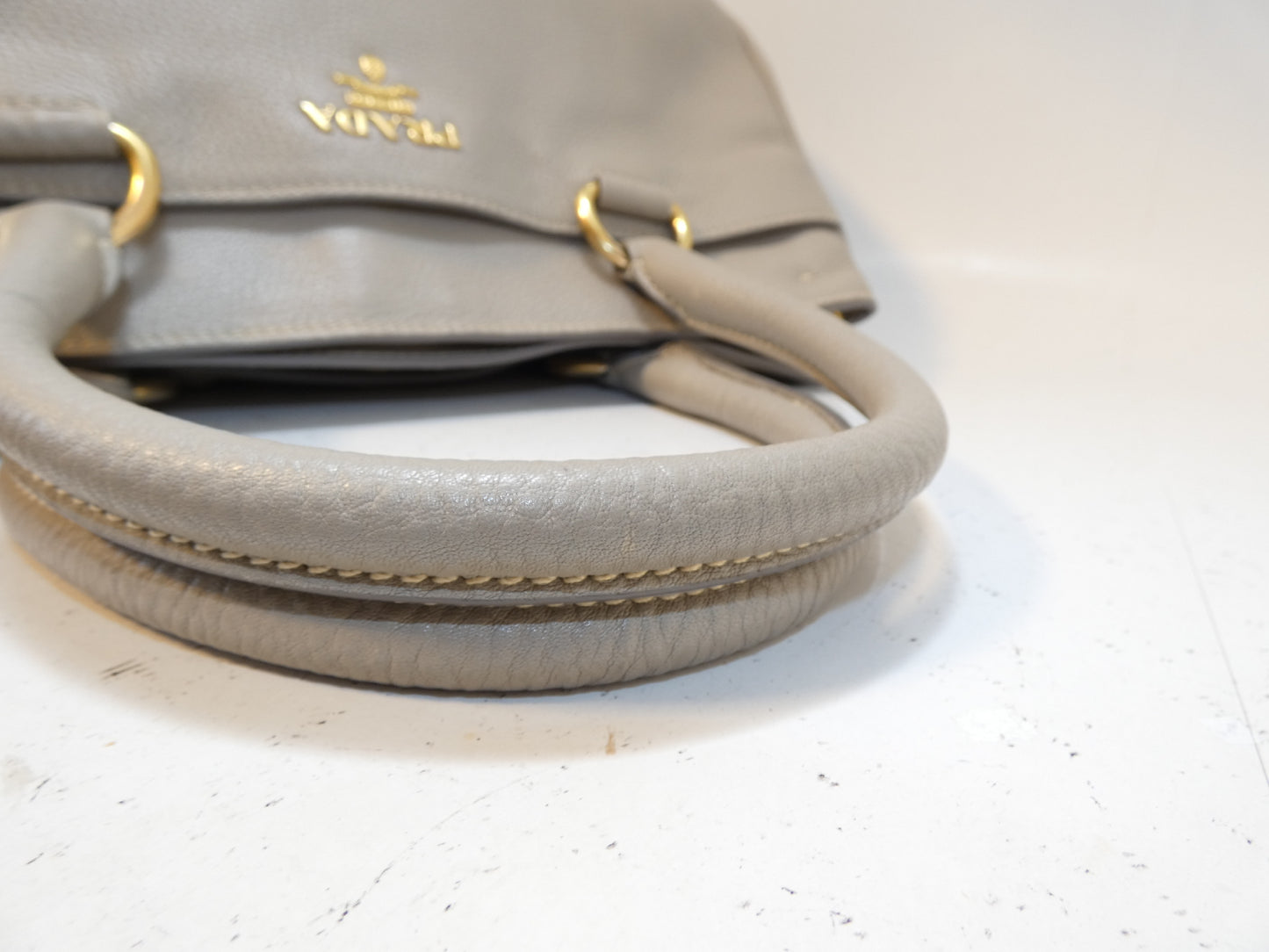 PRADA Vitello Front Logo Hand Tote Handbag