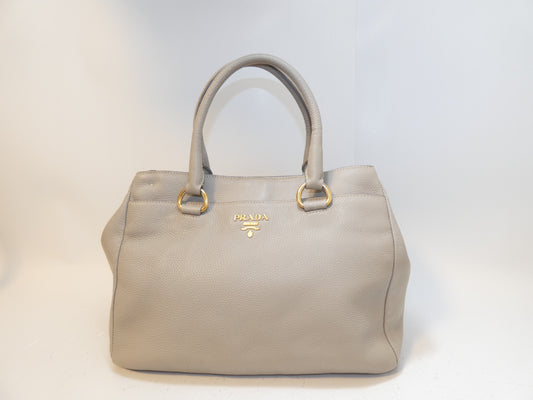 PRADA Vitello Front Logo Hand Tote Handbag