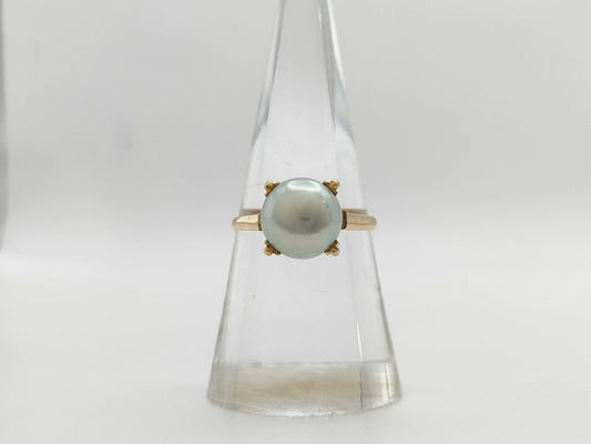 Pearl diameter: approx. 8.9mm, 18K gold, 2.6g, ring 