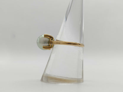 Pearl diameter: approx. 8.9mm, 18K gold, 2.6g, ring 