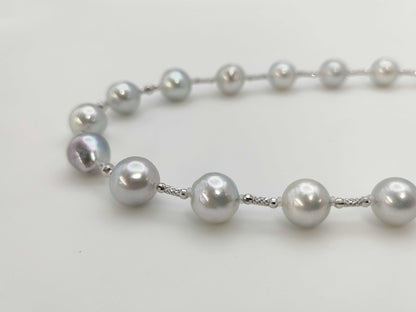 Pearl diameter: approx. 8.5mm-9.4mm, 18K White Gold/Metal, 24.2g, Necklace 
