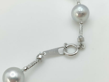 Pearl diameter: approx. 8.5mm-9.4mm, 18K White Gold/Metal, 24.2g, Necklace 