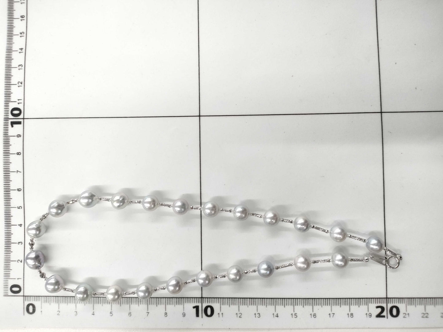 Pearl diameter: approx. 8.5mm-9.4mm, 18K White Gold/Metal, 24.2g, Necklace 