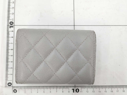 CHANEL Caviar Skin Gray Wallet