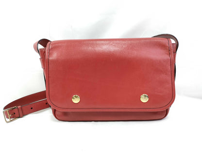 CELINE Leather Shoulder Bag, Crossbody, Red, Serial