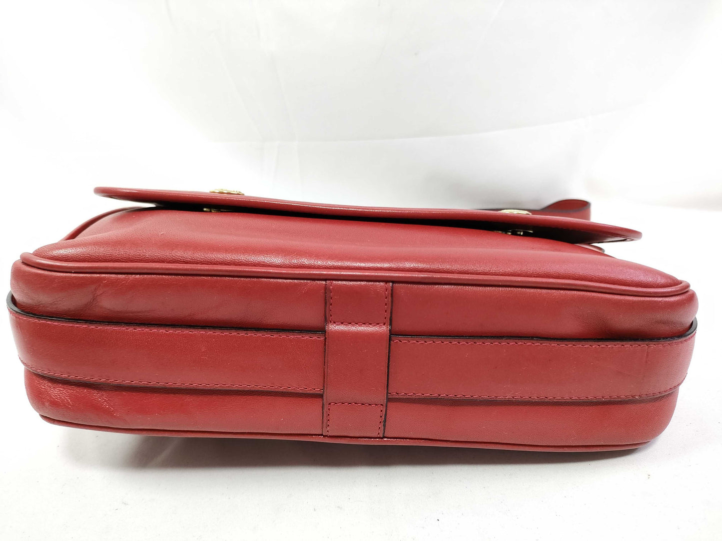 CELINE Leather Shoulder Bag, Crossbody, Red, Serial