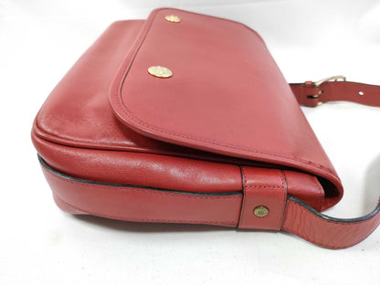 CELINE Leather Shoulder Bag, Crossbody, Red, Serial