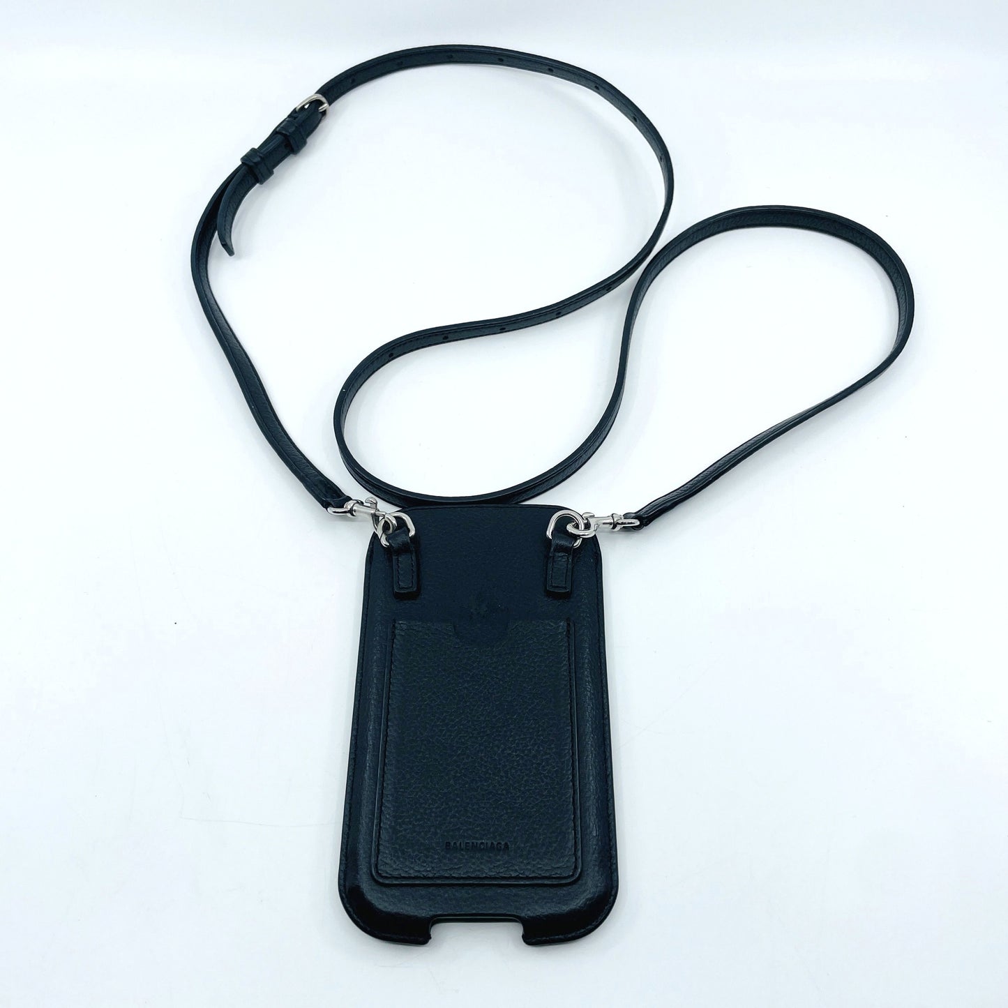 BALENCIAGA Phone Shoulder Leather Logo Black Pouch