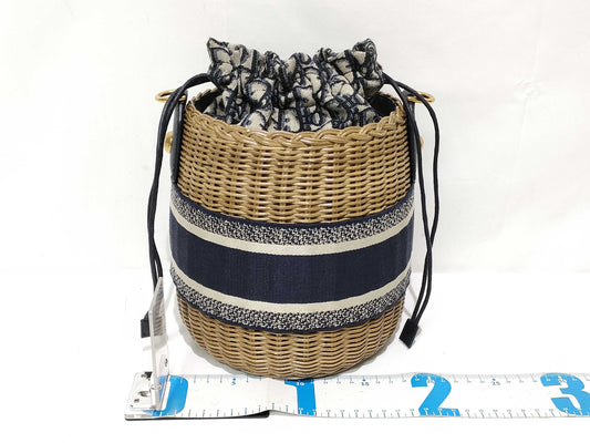 Dior Oblique Wicker Bucket Rattan/Canvas Shoulder Bag