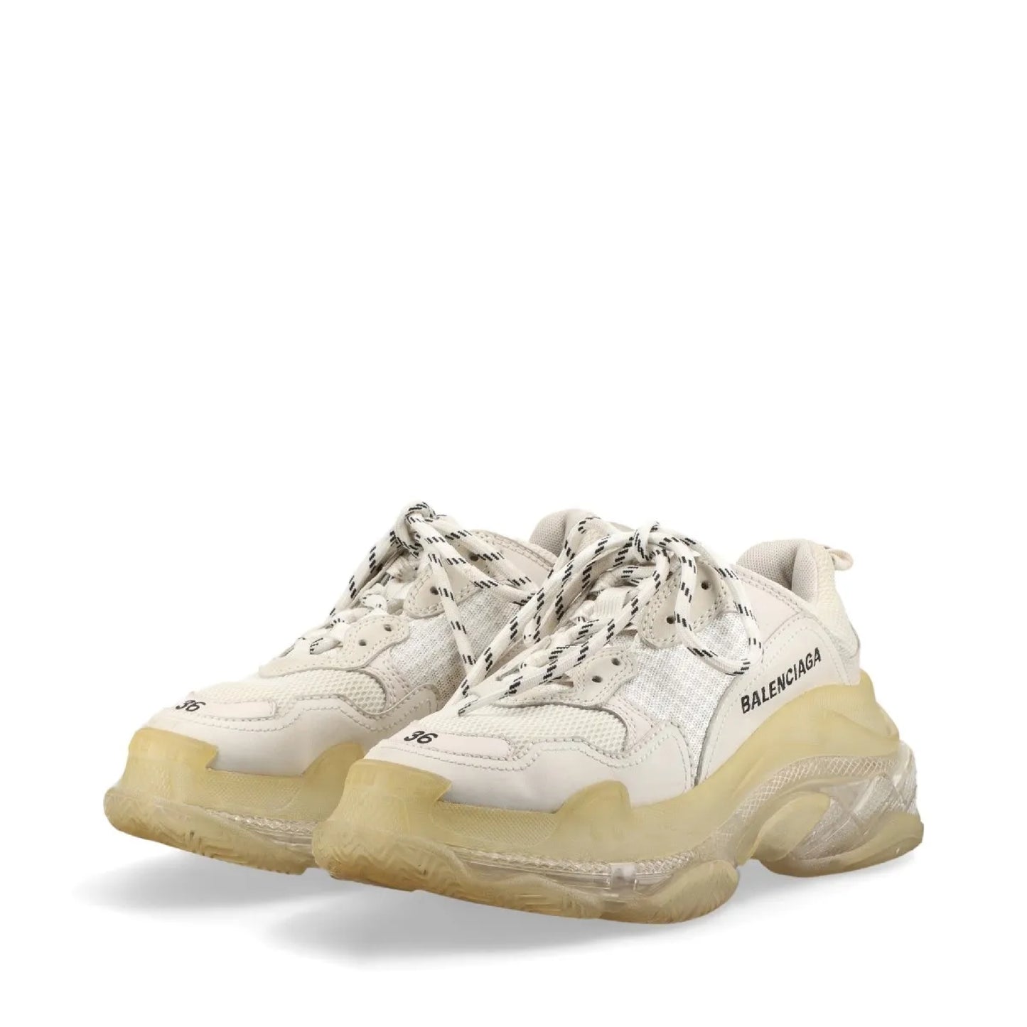 BALENCIAGA Triple S Leather Sneakers, Size 24cm