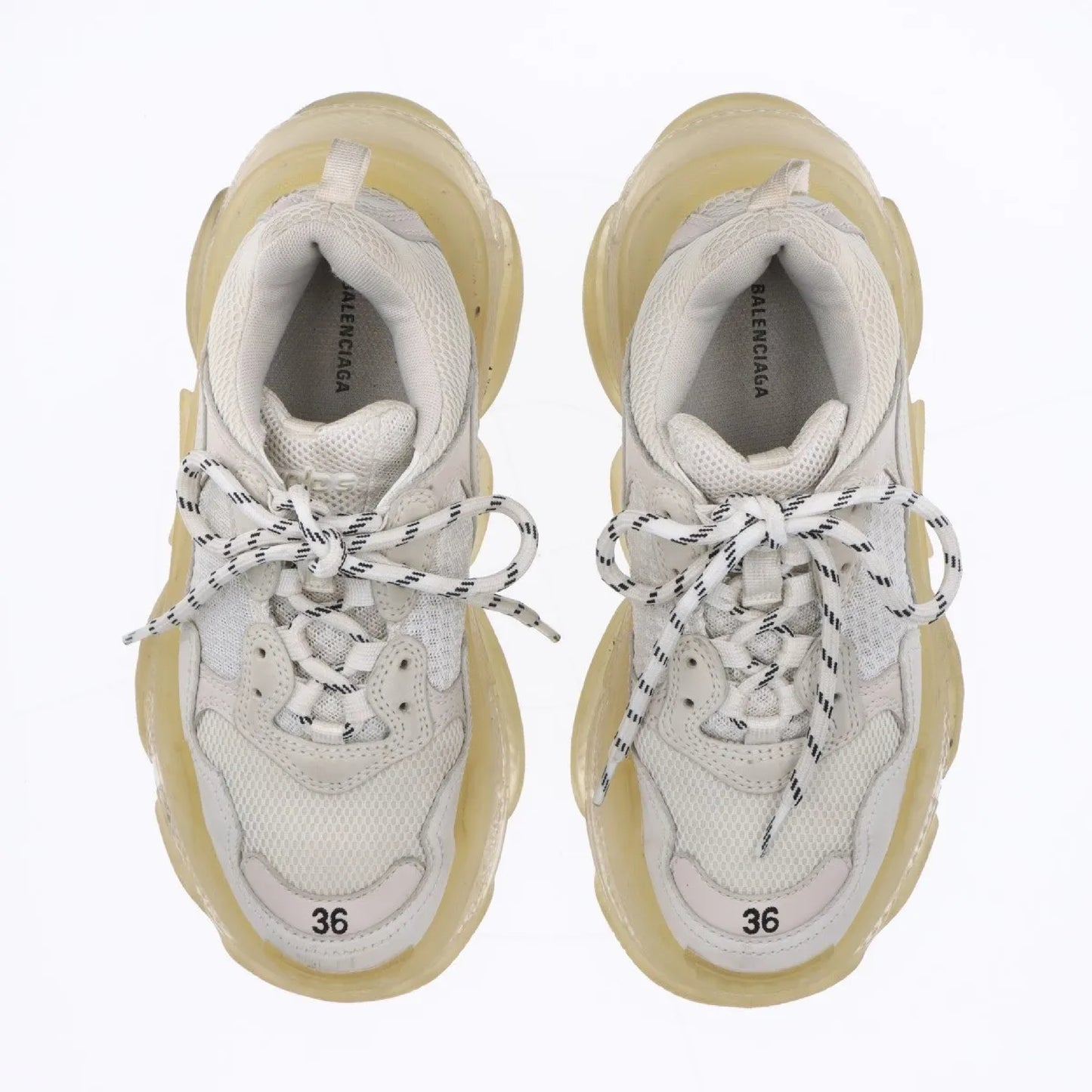 BALENCIAGA Triple S Leather Sneakers, Size 24cm