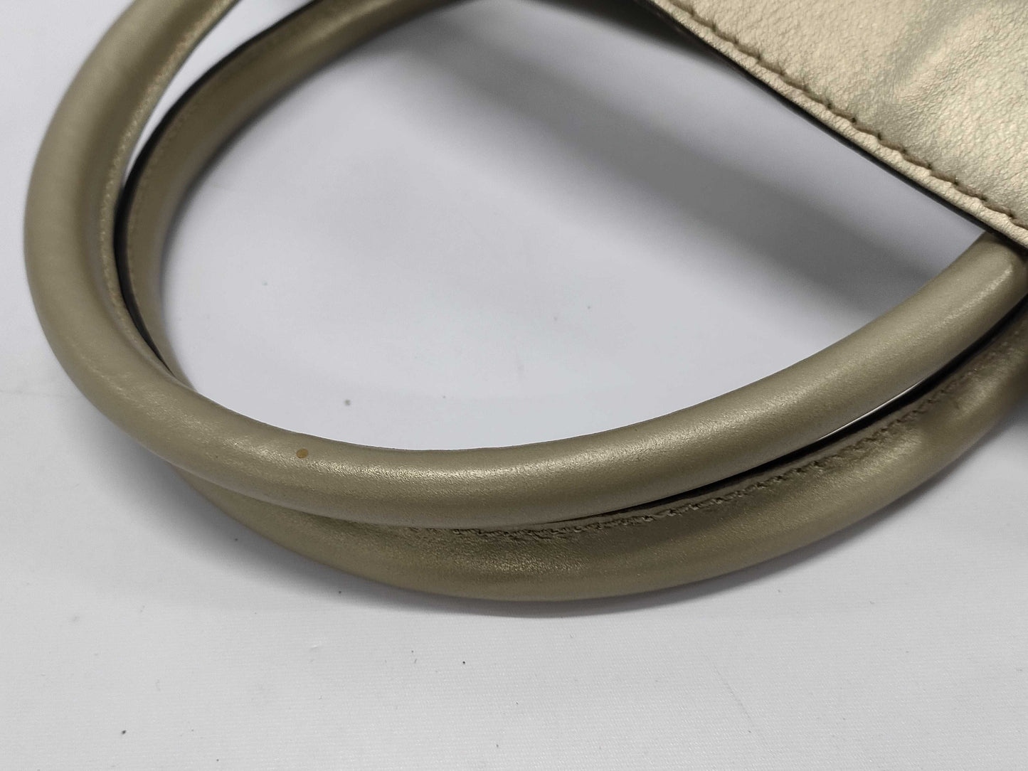 GUCCI Gucci Gold Leather Trim Monogram Tofu Handbag Handbag