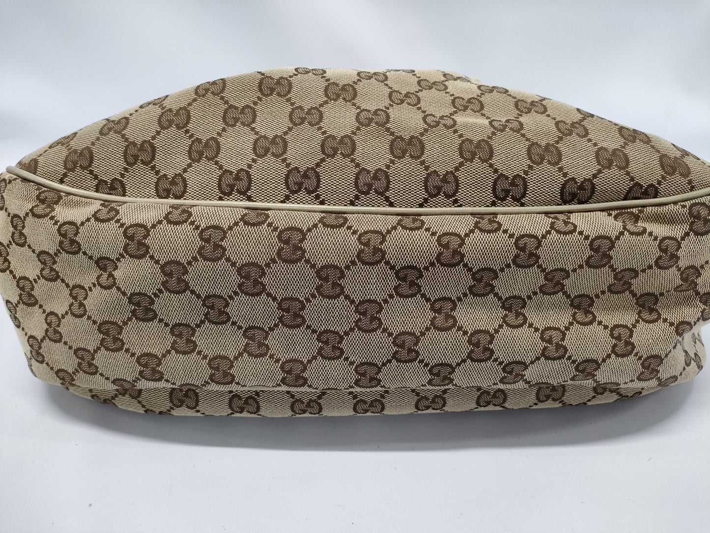 GUCCI Gucci Gold Leather Trim Monogram Tofu Handbag Handbag