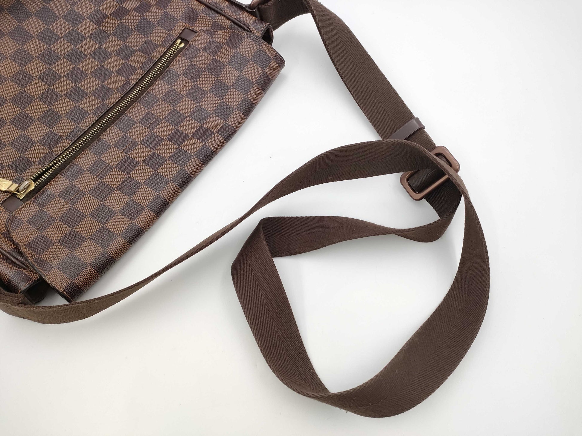 LOUIS VUITTON Damier Ebene Brown Flap Crossbody Bag Shoulder Bag