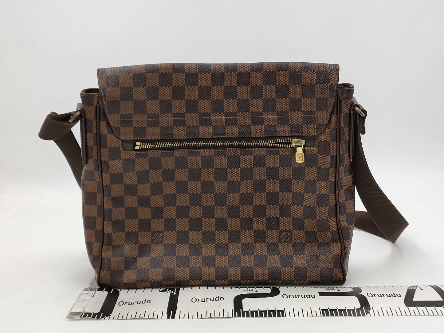 LOUIS VUITTON Damier Ebene Brown Flap Crossbody Bag Shoulder Bag