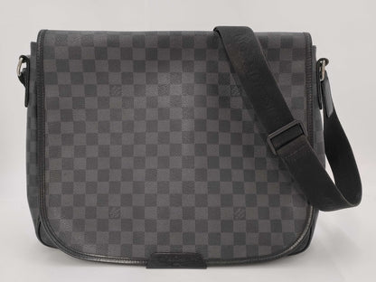 LOUIS VUITTON Damier Graphite Large Men's Flap Crossbody Bag Shoulder Bag