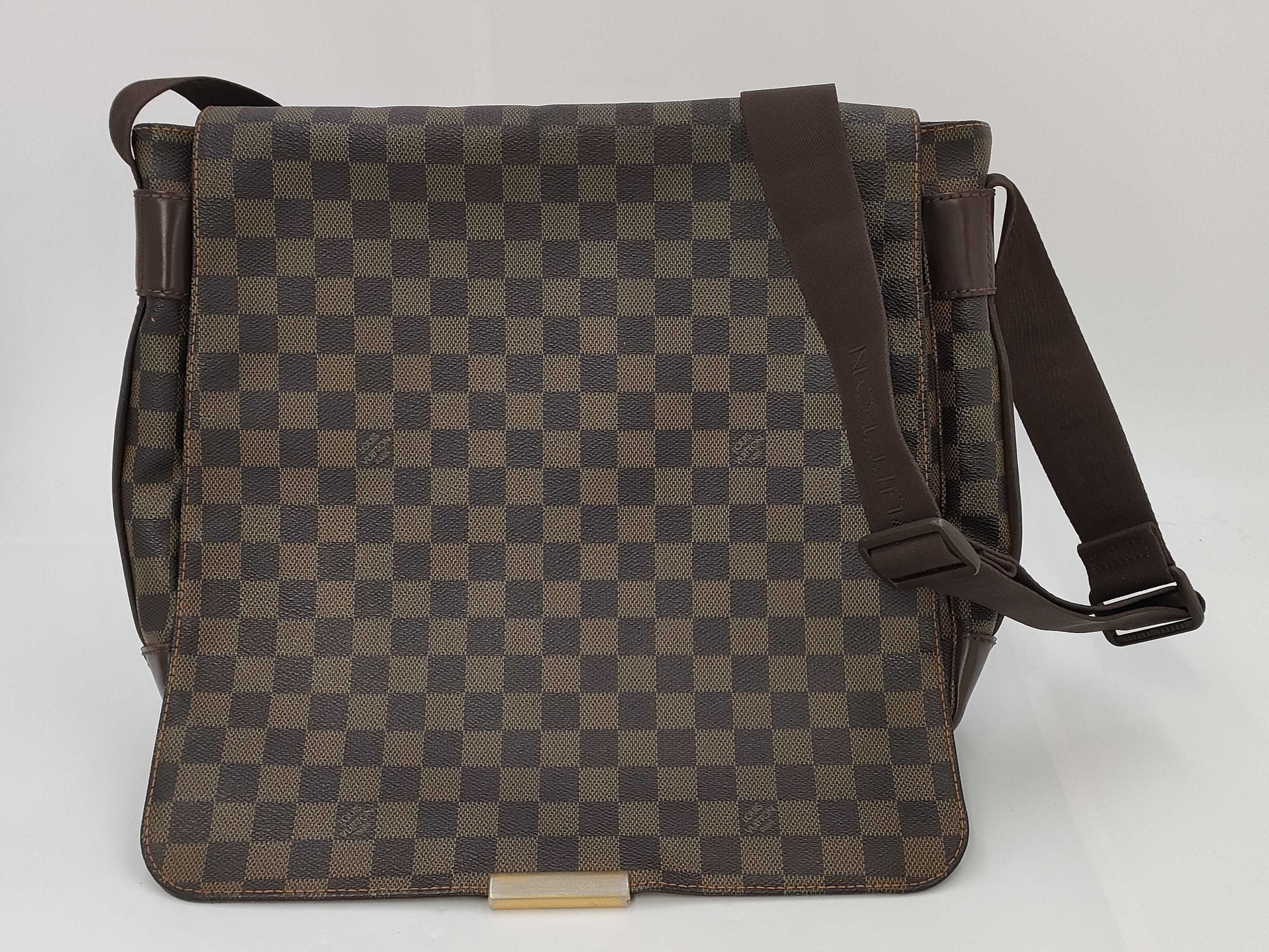 LOUIS VUITTON Damier Ebene Brown Flap Bag with Divider Shoulder Bag