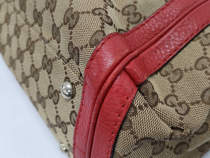 GUCCI Gucci Red Leather Shoulder Bag Tote Bag