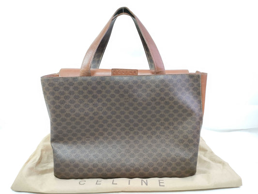 CELINE Macadam Tote Bag, Dark Brown, PVC/Leather
