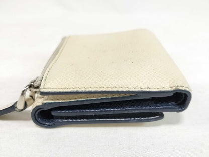 BVLGARI Bulgari Tri-fold Wallet, Beige Leather