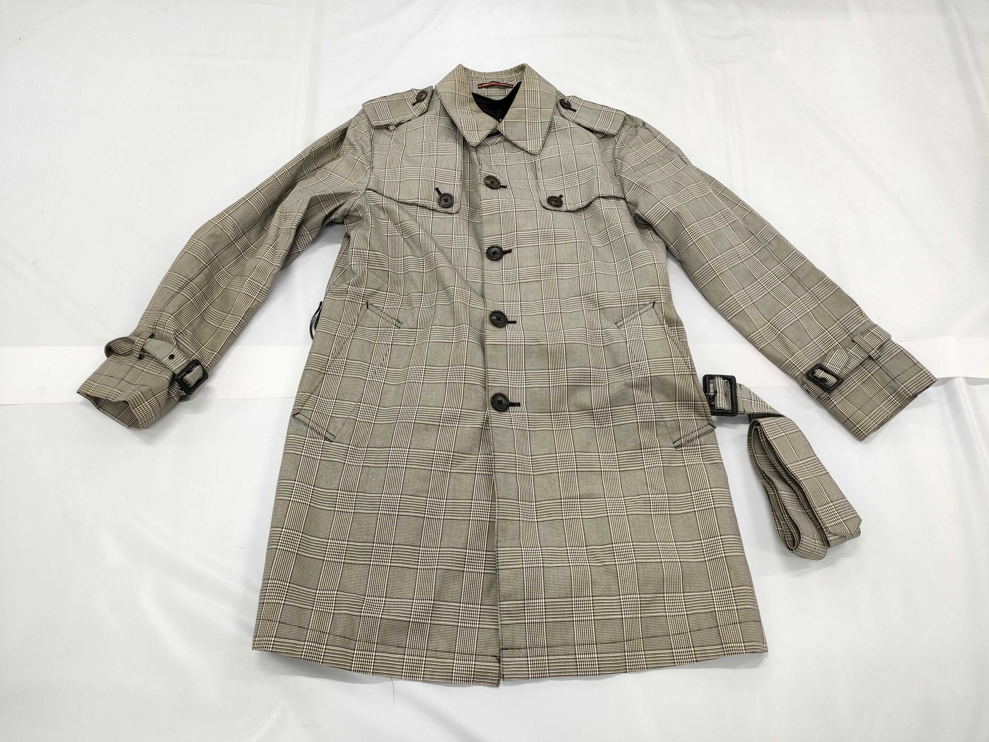 Paul Smith Glen Check Trench Coat with Cashmere Lining, Men's, Size M