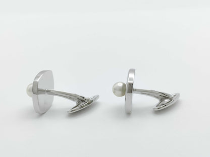 MIKIMOTO Pearl Diameter Approx. 5.9-6.0mm, Shell Sterling Silver, 14.5g, Tie Clip/Cufflinks 