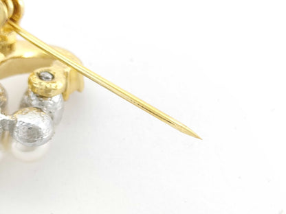 Balmain Faux Pearl and Rhinestone Brooch