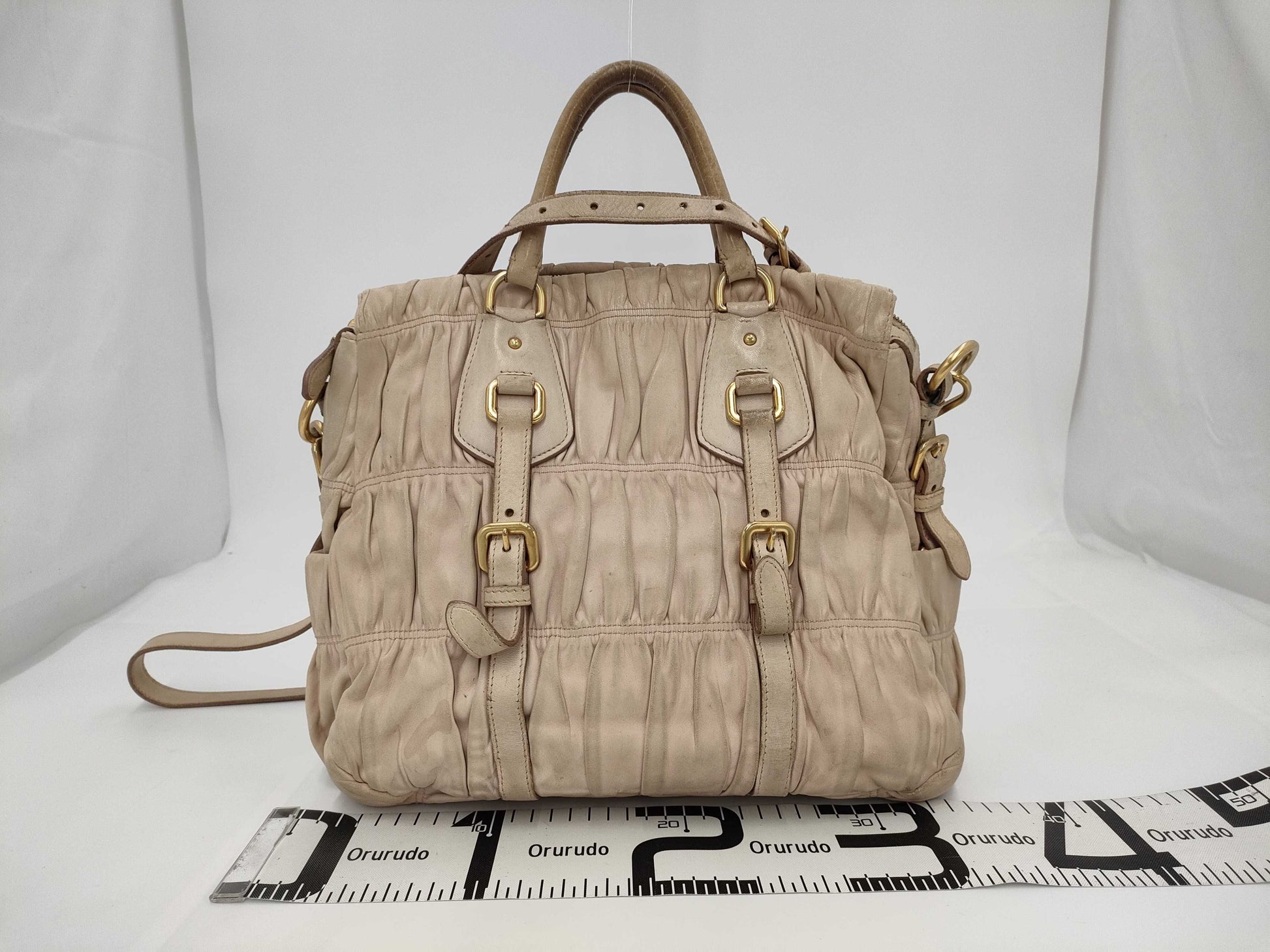 PRADA 2-way shoulder bag, gathered leather bag