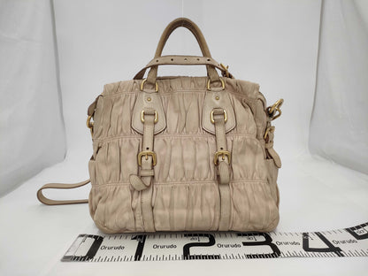 PRADA 2-way shoulder bag, gathered leather bag