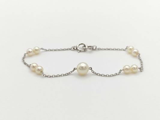 Pearl diameter: Approx. 4.0-6.1mm, 14K gold, 2.2g, Bracelet/Bangle 
