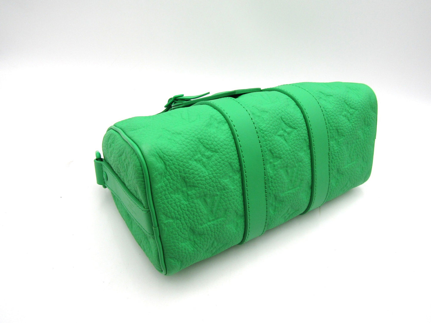 LOUIS VUITTON Keepall Bandouliere 25 M20929 Taurillon Leather Green Name Tag Handbag