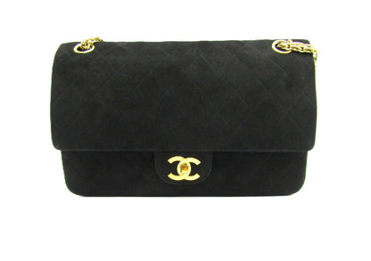 CHANEL CHANEL Matelasse Chain Shoulder Bag 25 A01112 Double Flap Suede Black Shoulder Bag