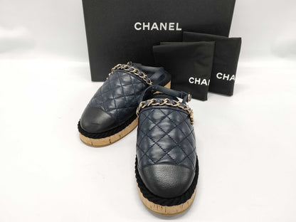 CHANEL Coco Mark Matelasse Slingback Sandals, Size 36