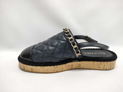 CHANEL Coco Mark Matelasse Slingback Sandals, Size 36
