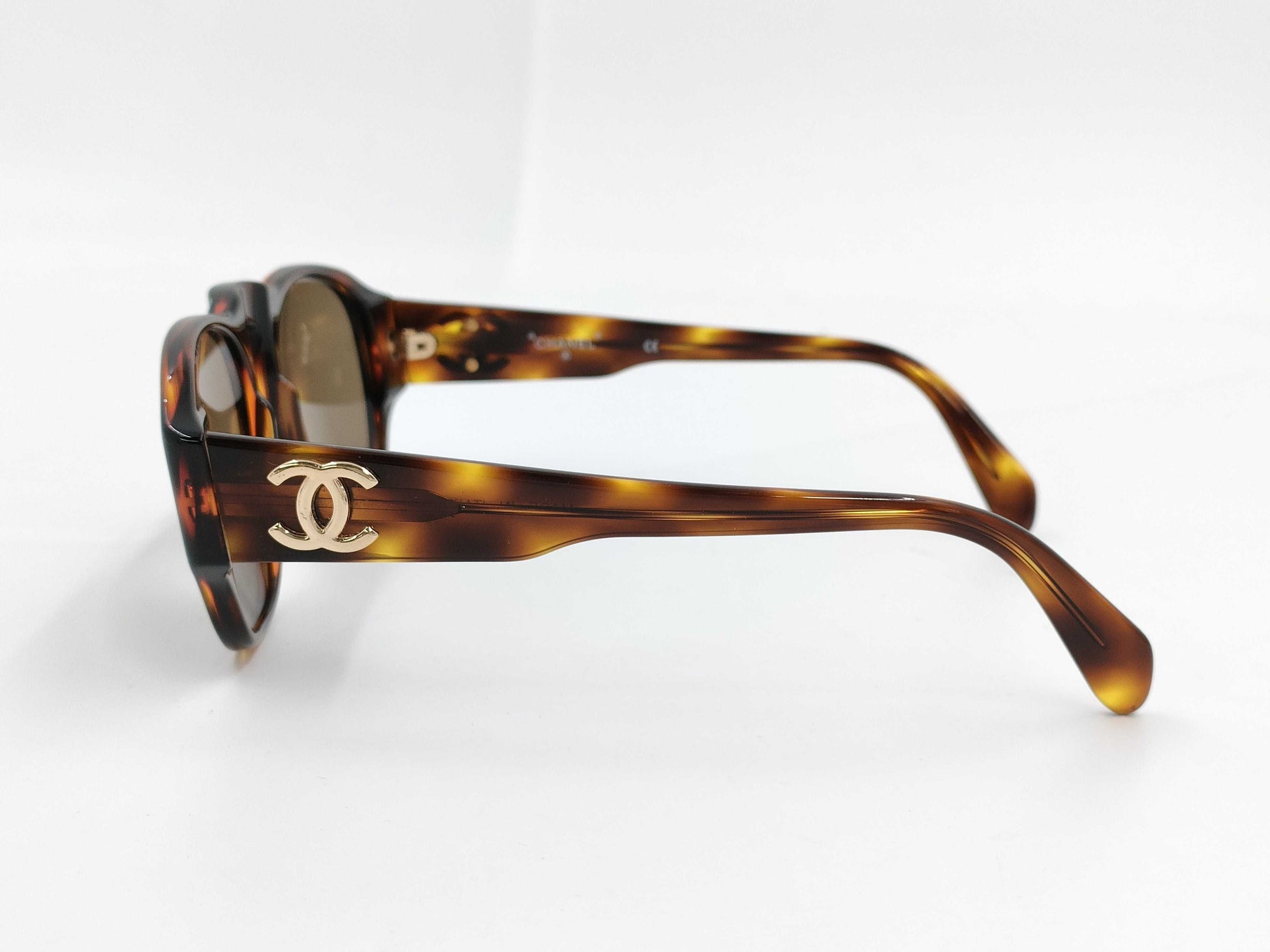 CHANEL Chanel Coco Mark Tortoiseshell Sunglasses Sunglasses and Glasses
