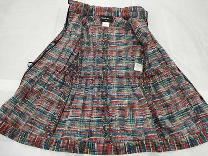 CHANEL Coco Button Tweed Print Raincoat, Size 34