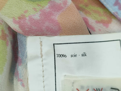 CHANEL Coco Mark Camellia Silk Open Collar Short Sleeve Shirt