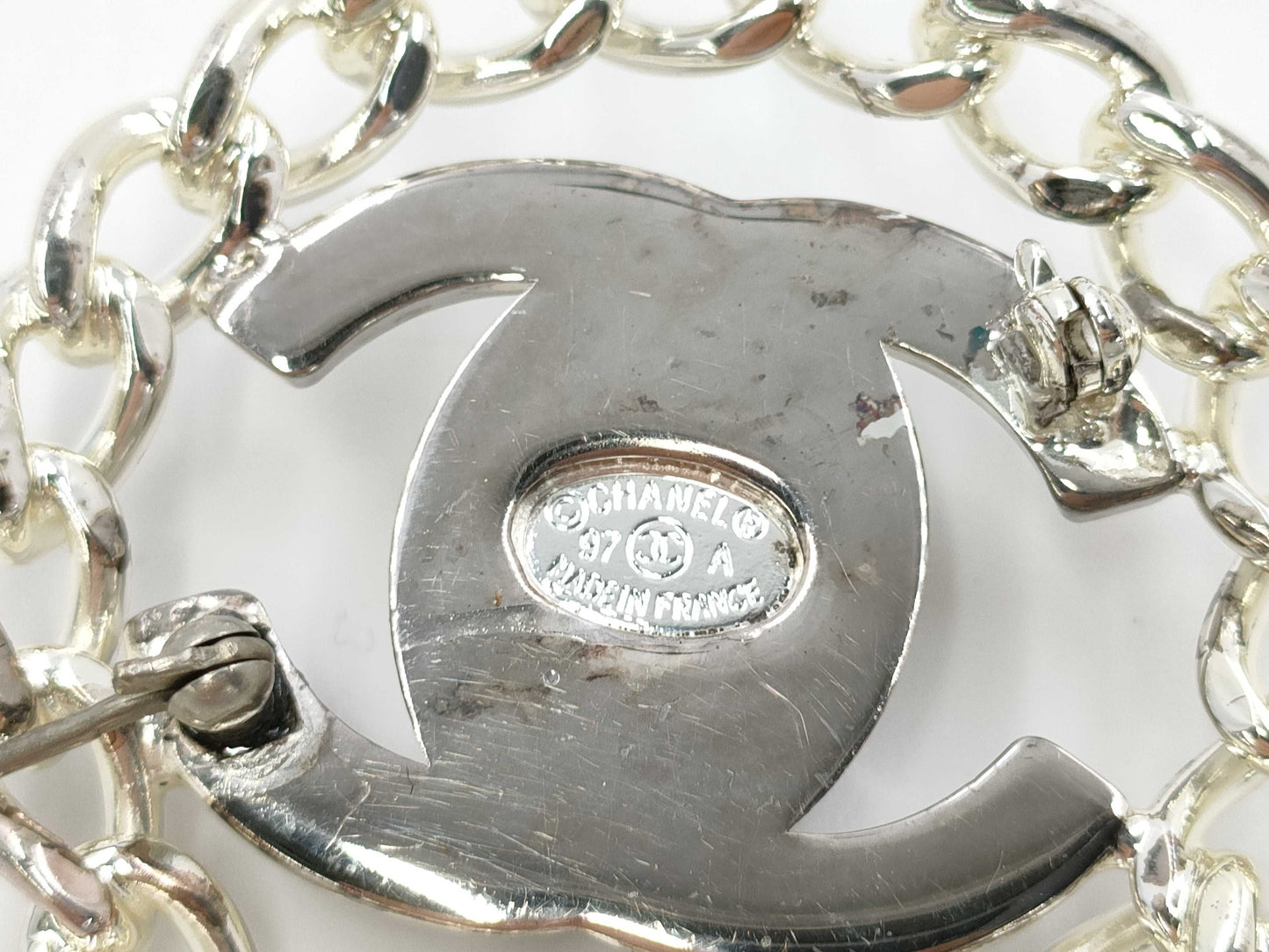 CHANEL Coco Mark Chain Motif Round Brooch